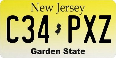 NJ license plate C34PXZ