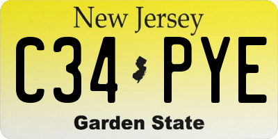 NJ license plate C34PYE