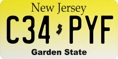 NJ license plate C34PYF