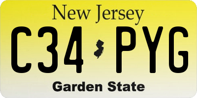 NJ license plate C34PYG