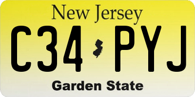 NJ license plate C34PYJ