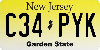 NJ license plate C34PYK