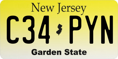NJ license plate C34PYN