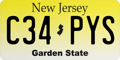 NJ license plate C34PYS