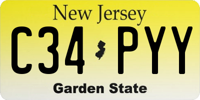 NJ license plate C34PYY