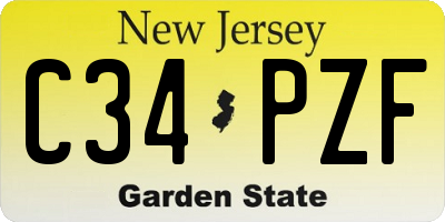 NJ license plate C34PZF