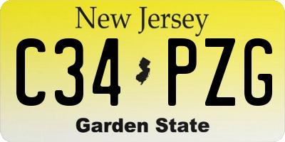 NJ license plate C34PZG