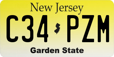 NJ license plate C34PZM