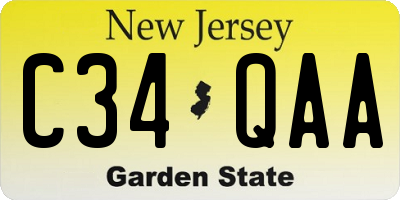 NJ license plate C34QAA