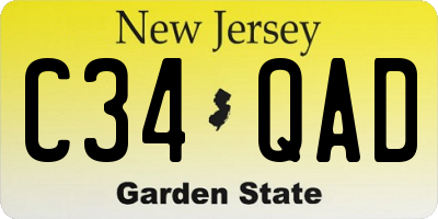 NJ license plate C34QAD