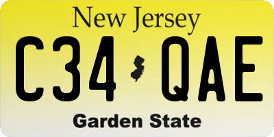 NJ license plate C34QAE