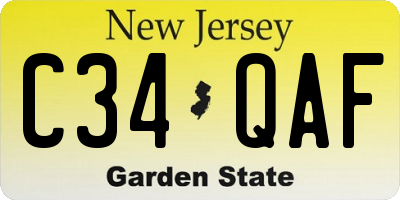 NJ license plate C34QAF
