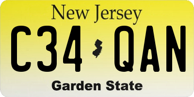 NJ license plate C34QAN