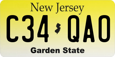 NJ license plate C34QAO