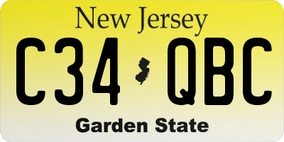 NJ license plate C34QBC