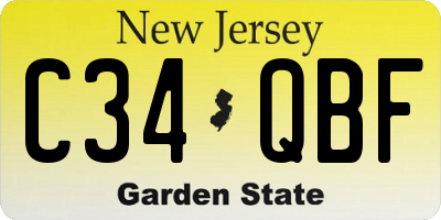 NJ license plate C34QBF
