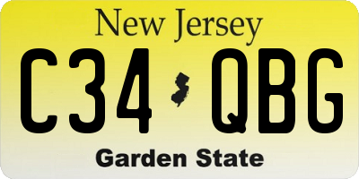 NJ license plate C34QBG