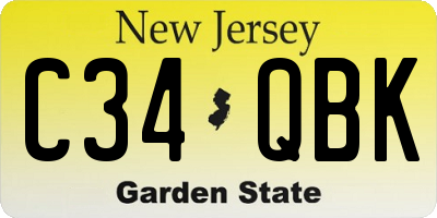 NJ license plate C34QBK