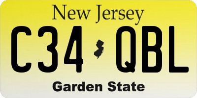 NJ license plate C34QBL