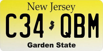 NJ license plate C34QBM