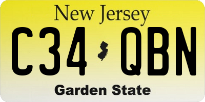 NJ license plate C34QBN