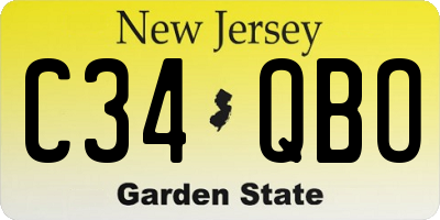 NJ license plate C34QBO