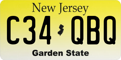 NJ license plate C34QBQ