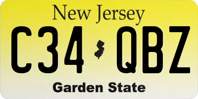 NJ license plate C34QBZ