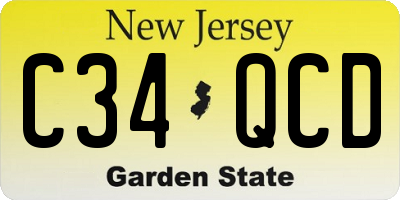 NJ license plate C34QCD