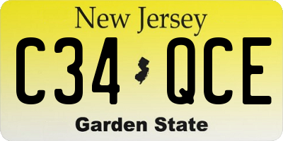 NJ license plate C34QCE