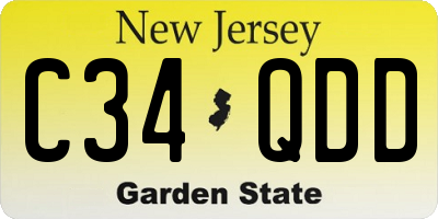 NJ license plate C34QDD