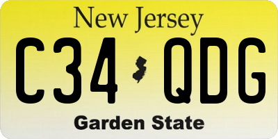 NJ license plate C34QDG