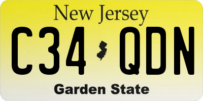 NJ license plate C34QDN