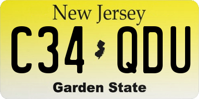 NJ license plate C34QDU
