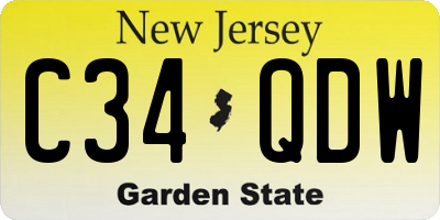 NJ license plate C34QDW