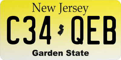 NJ license plate C34QEB
