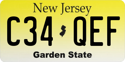 NJ license plate C34QEF