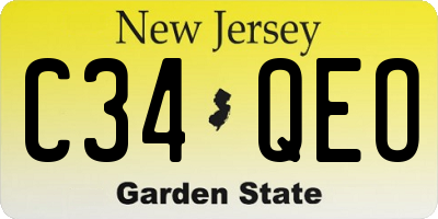 NJ license plate C34QEO