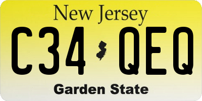 NJ license plate C34QEQ