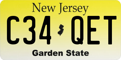 NJ license plate C34QET