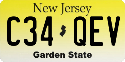 NJ license plate C34QEV
