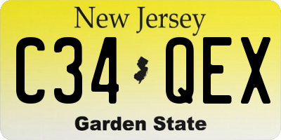 NJ license plate C34QEX