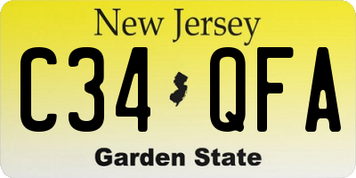 NJ license plate C34QFA
