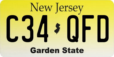 NJ license plate C34QFD