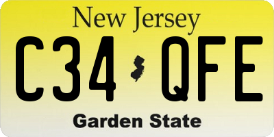 NJ license plate C34QFE