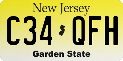 NJ license plate C34QFH