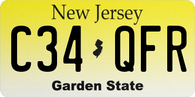 NJ license plate C34QFR