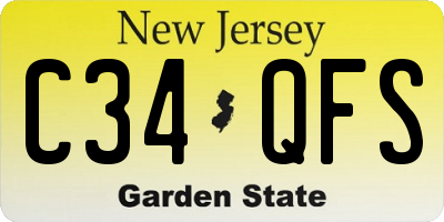 NJ license plate C34QFS