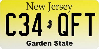 NJ license plate C34QFT