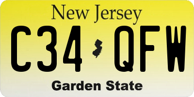 NJ license plate C34QFW